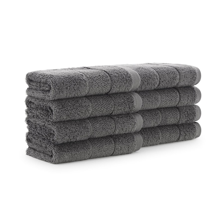 Monarch Brands Turkish Washcloths, 13in x 13in, Solid , Pewter, 8PK PNP-WC-TS-1313-1-75-PTR